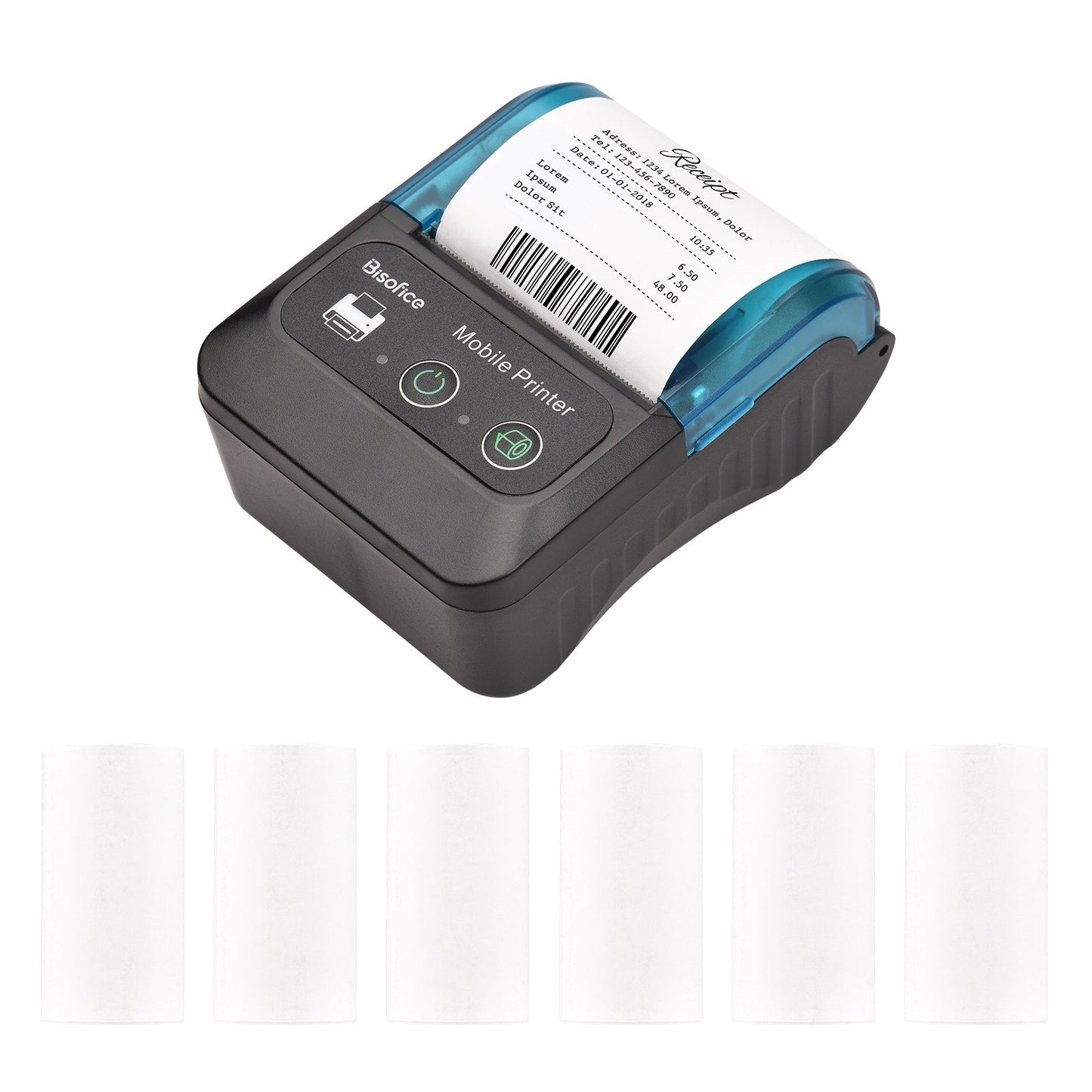 Bisofice 58mm Portable Thermal Receipt Printer + 1 Roll