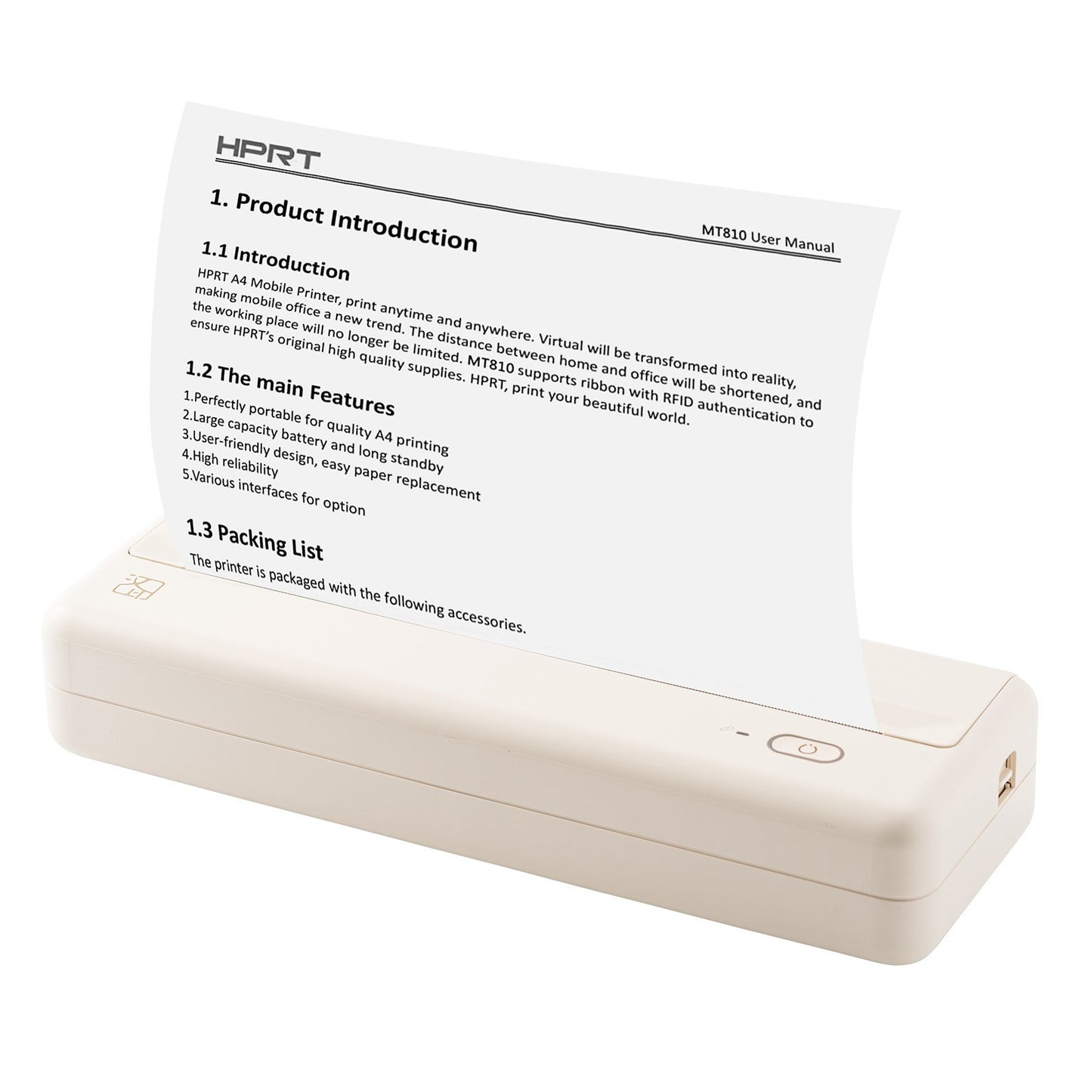 Portable HPRT MT810 A4 Thermal Paper Printer, Wireless Bluetooth Compatibility for iOS & Android Mobile Photos