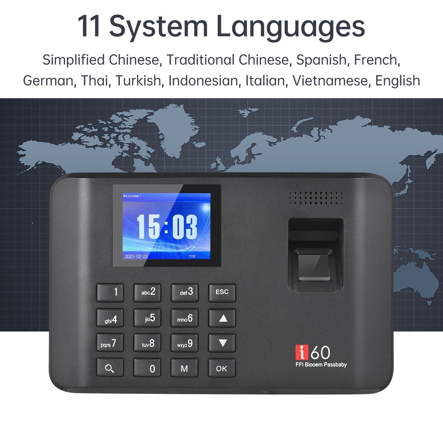 2.4 LCD Biometric Fingerprint Password Attendance Machine with USB Support