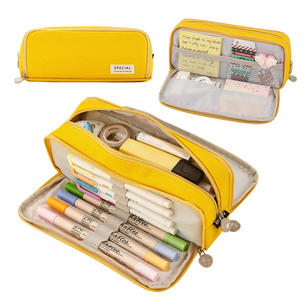 Large Capacity Zipper Pencil Case Pouch Box for Stationery
