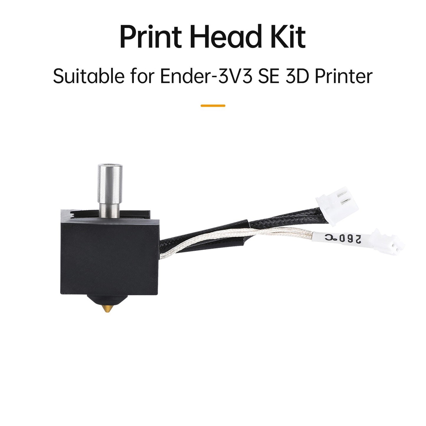 Ender-3V3 SE Print Head Kit: 0.4mm Brass Nozzle, Aluminum Heat Block, Clog-Free Feeding
