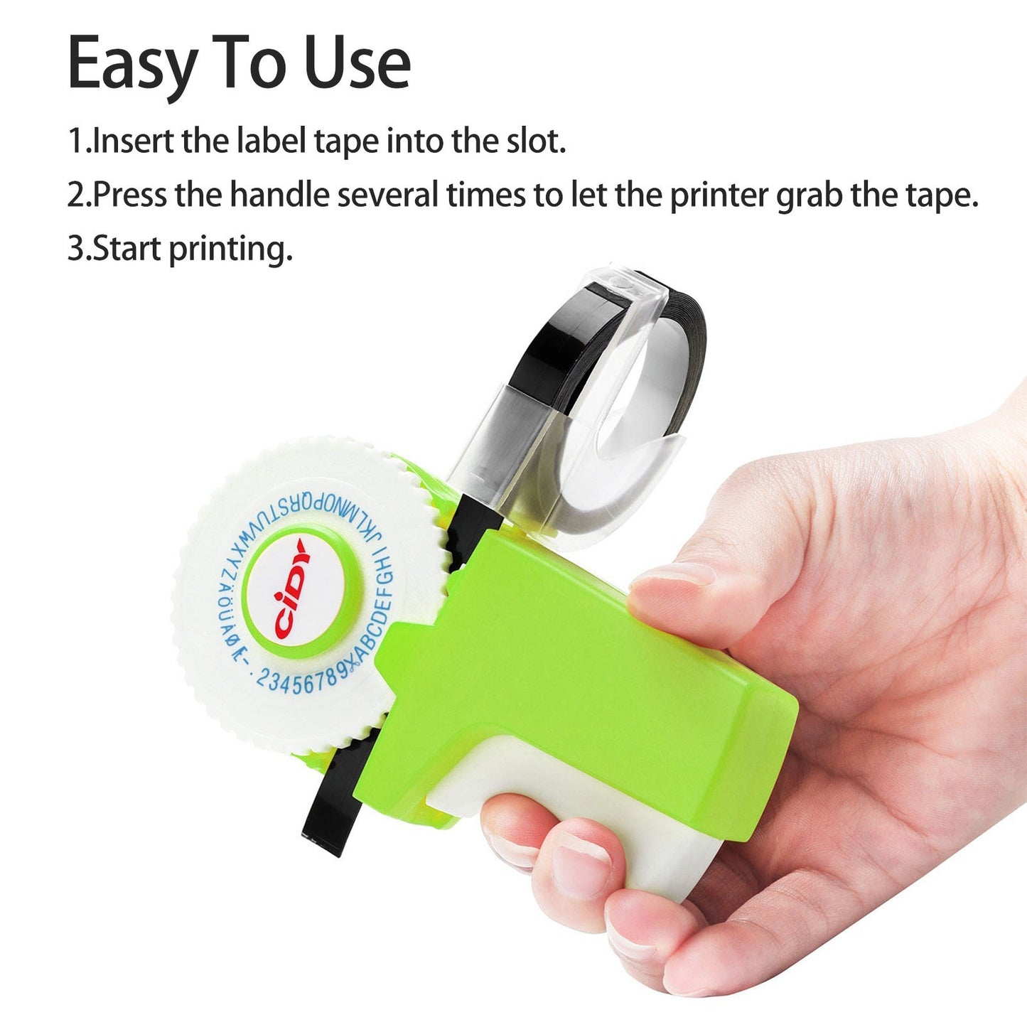 DIY Mini 3D Embossing Label Maker Typewriter with 2 Label Tapes - Handheld 9mm x 300cm