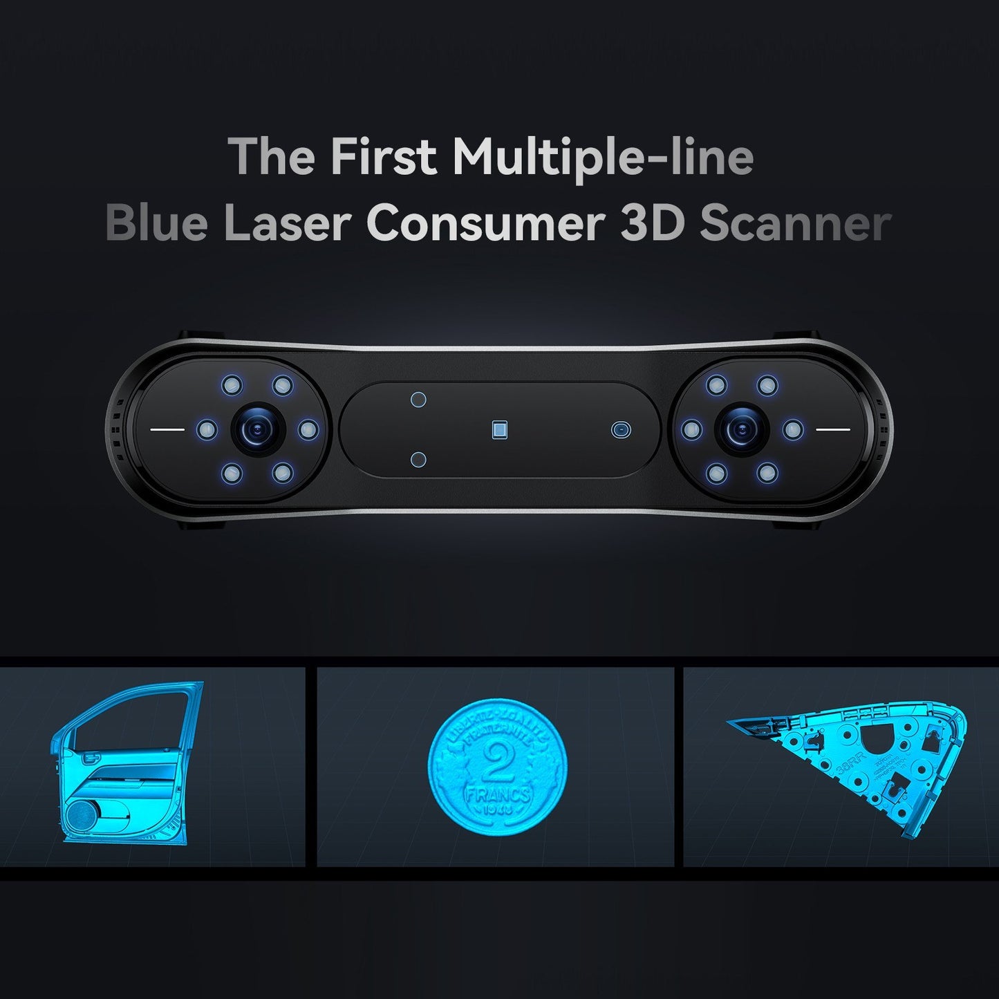 Creality 3D CR-Scan Raptor Multi-line Blue & NIR 3D Scanner for Printing & Reverse Engineering - Handheld, 60FPS, Anti-Shake, Windows & Mac Compatible