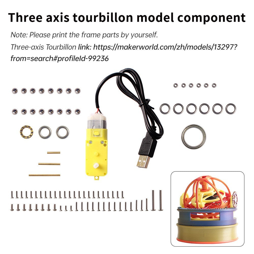 3-Axis Tourbillon Model Kit for Bambu Lab Aircraft Engine Compatibility