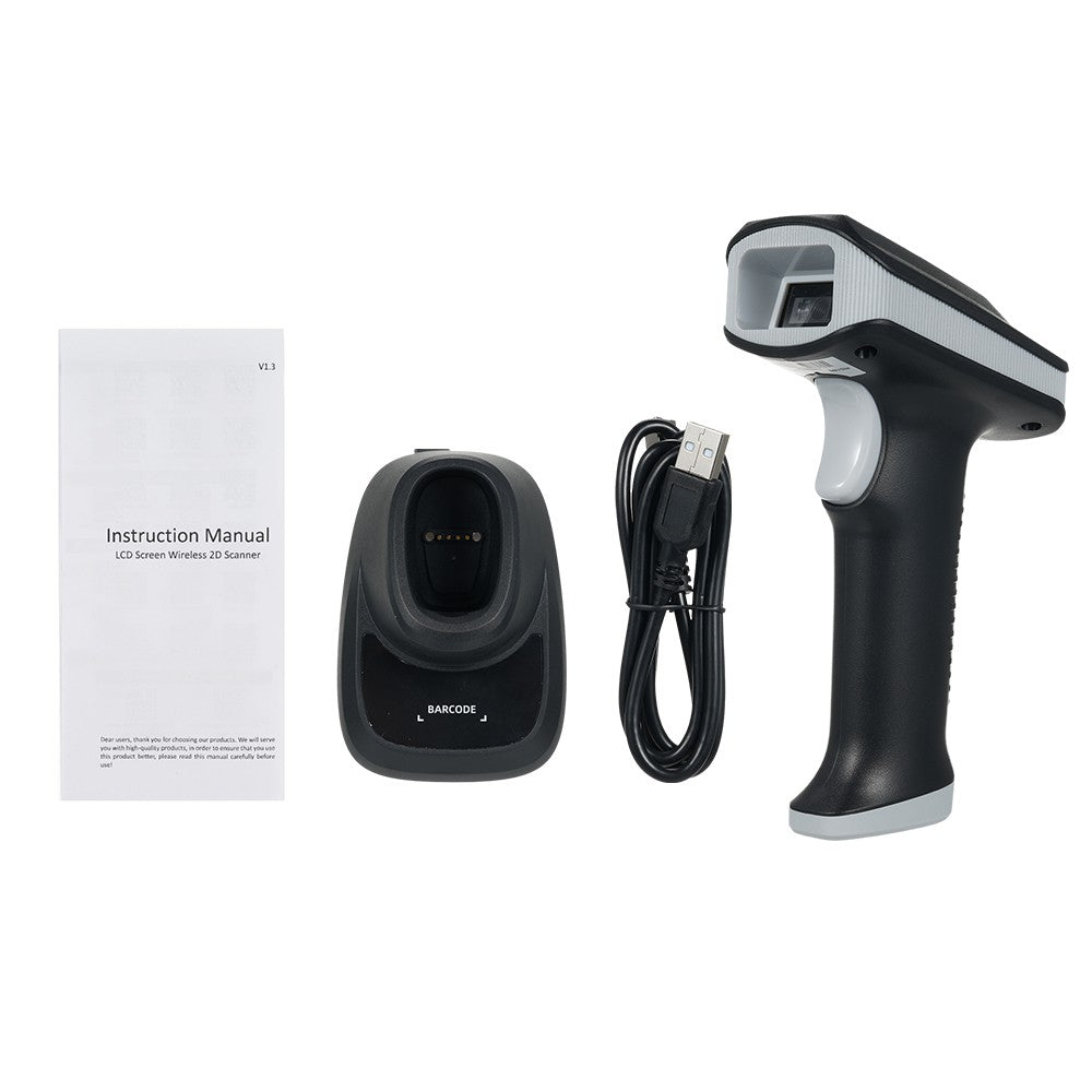 W10T-LS 2D/1D/QR Barcode Scanner with Display & Charging Base