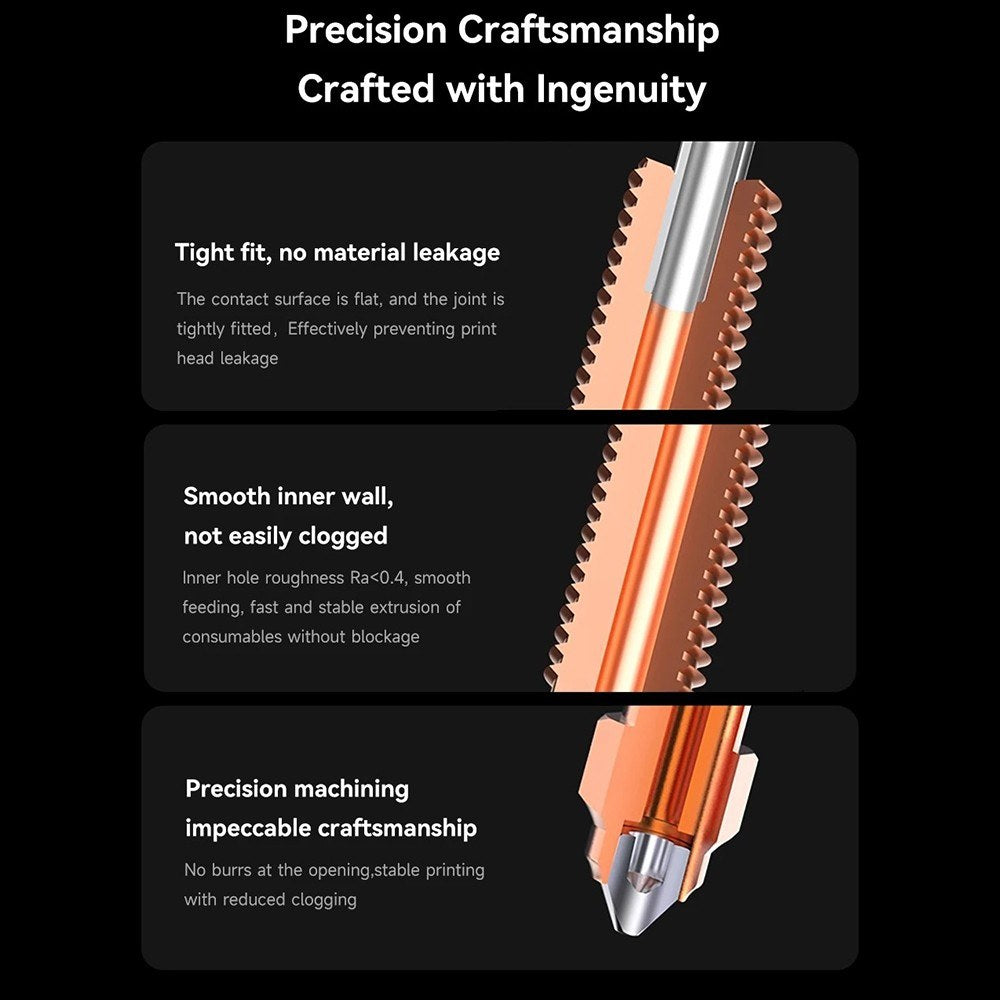 High-Speed 2PCS 0.4mm High Flow Nozzle Set: Copper Alloy & Hardened Steel