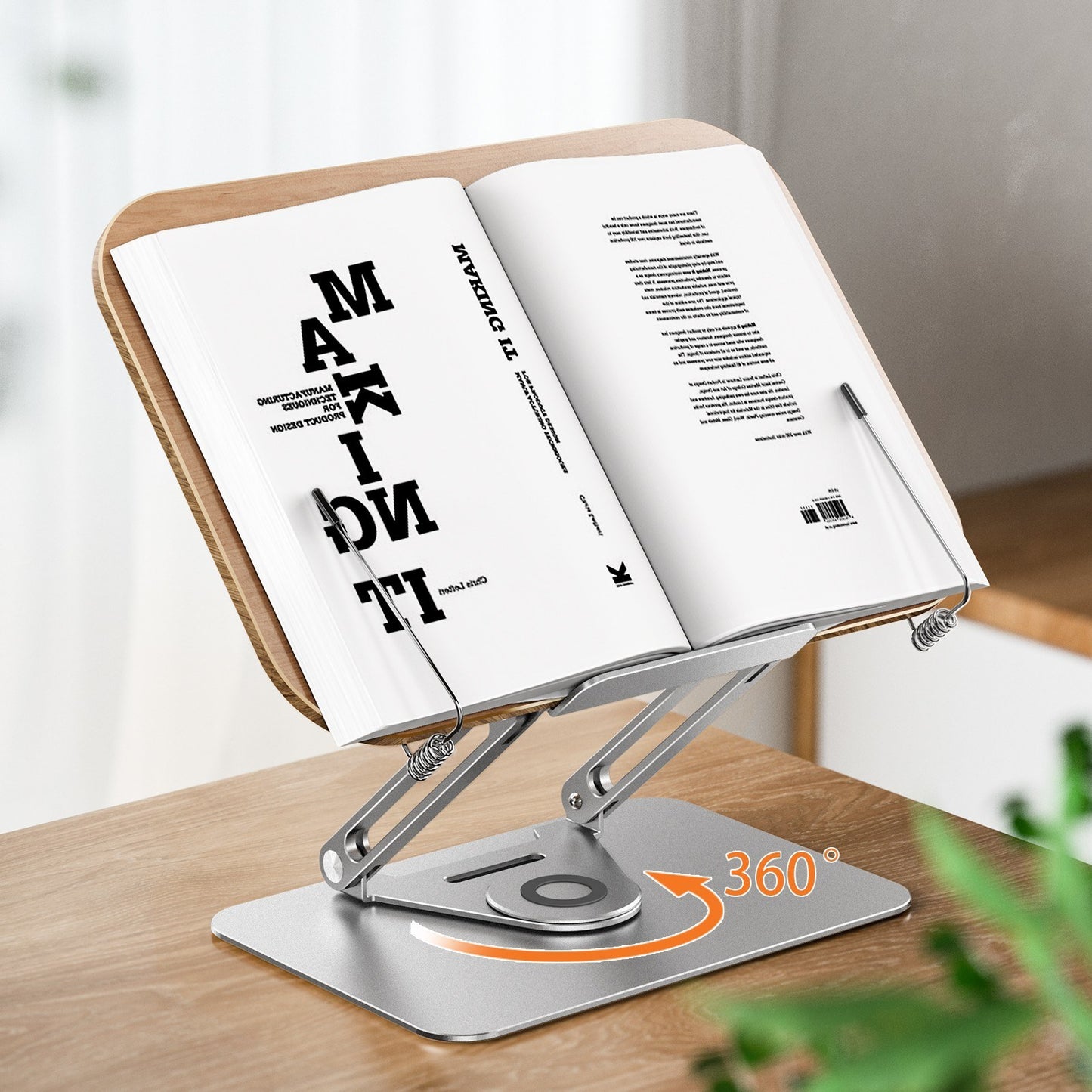 Bisofice 360° Rotating Foldable Desktop Book Stand with Adjustable Angle