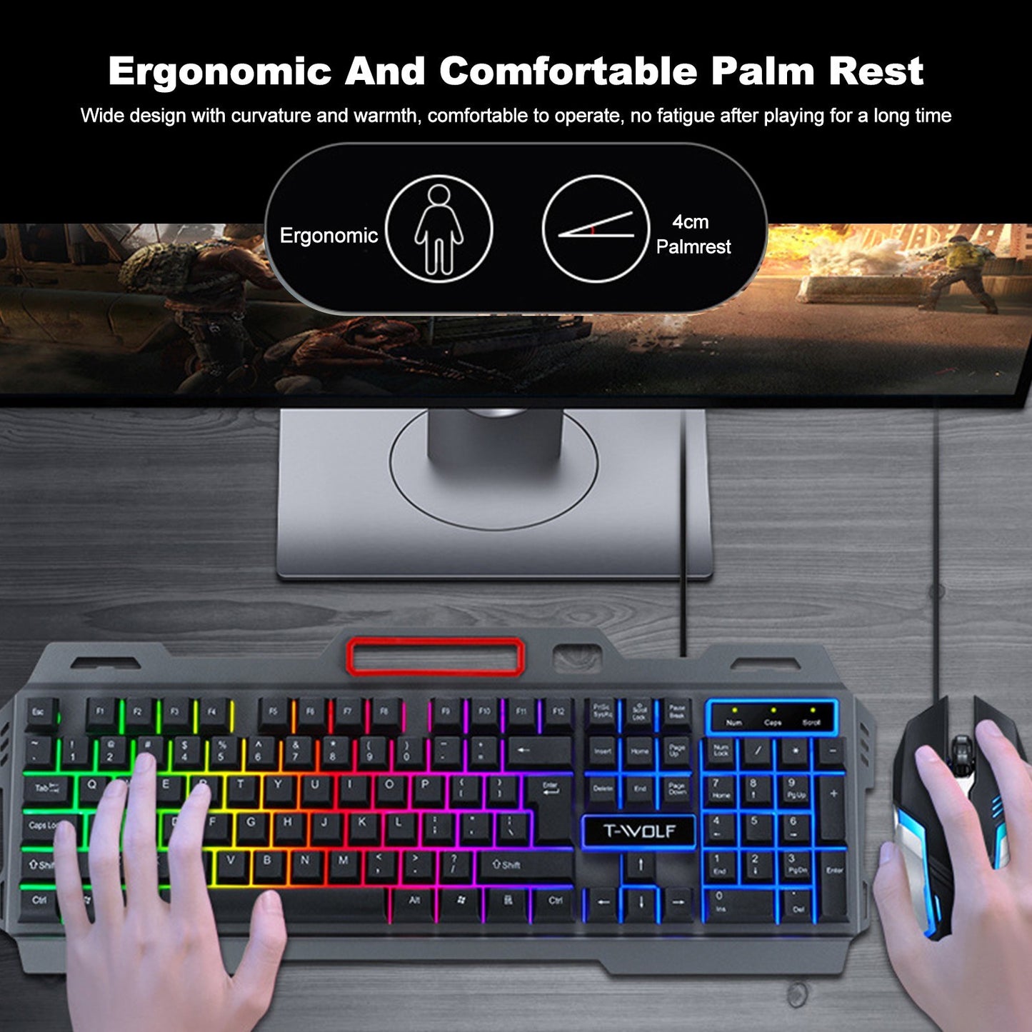 T-WOLF TF-600 Thunder Wolf Keyboard & Mouse Combo Set 2-in-1