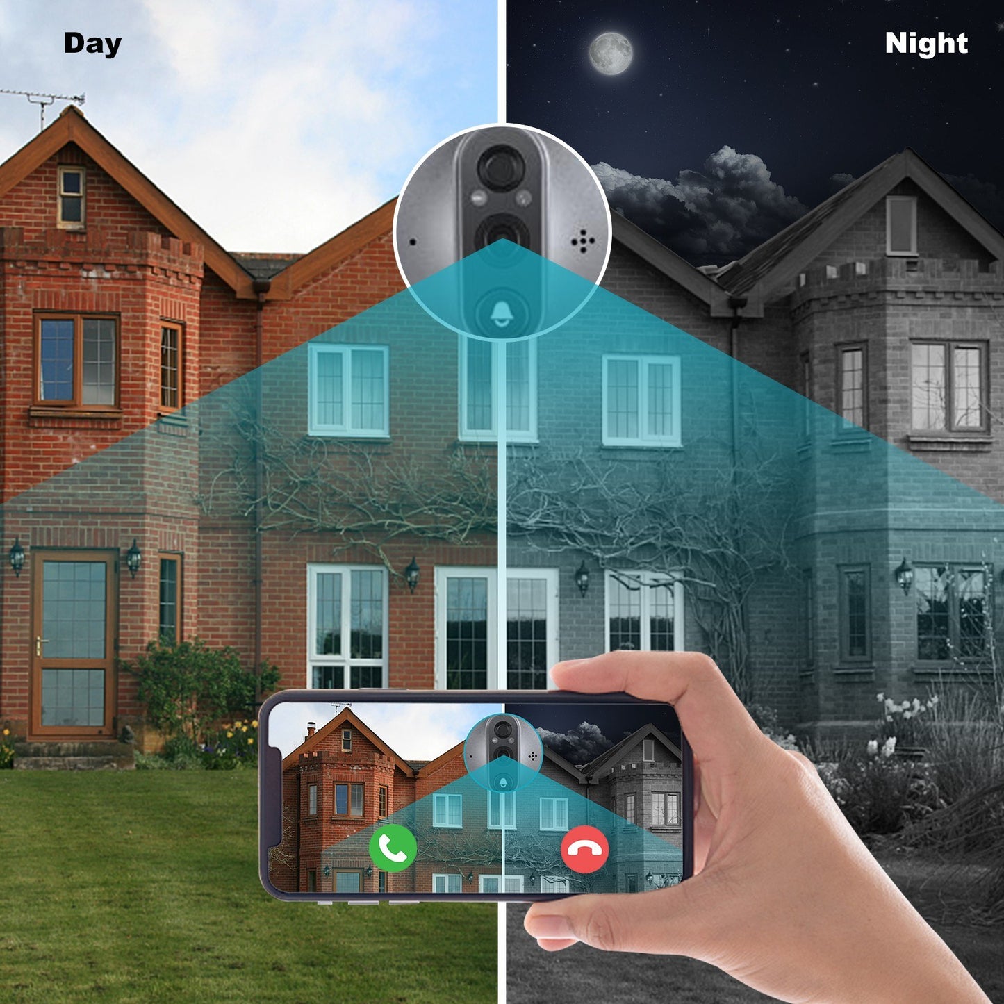 W88 Smart WiFi Video Doorbell with Motion Sensor, Two-Way Intercom, and 4.3-inch Color Screen for Home Security