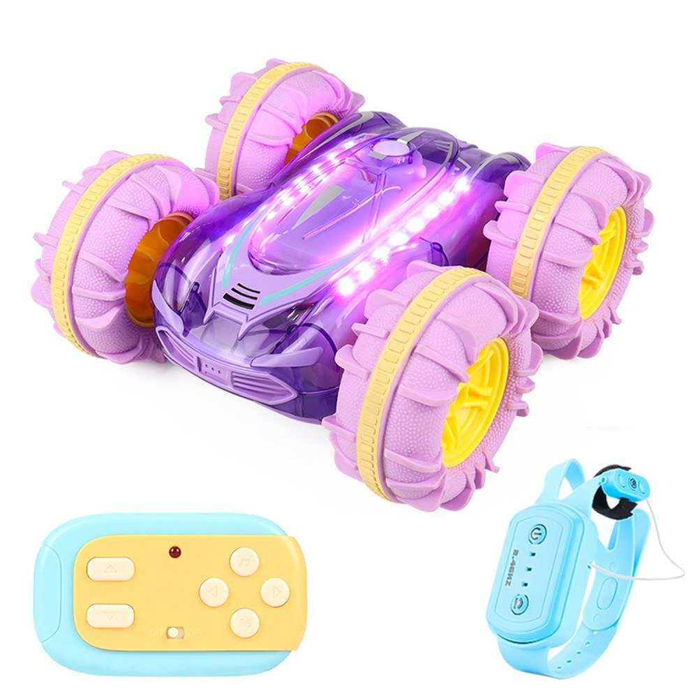 Amphibious 4WD Stunt Car: 2.4 GHz Gesture Control & Waterproof RC with LED Lights