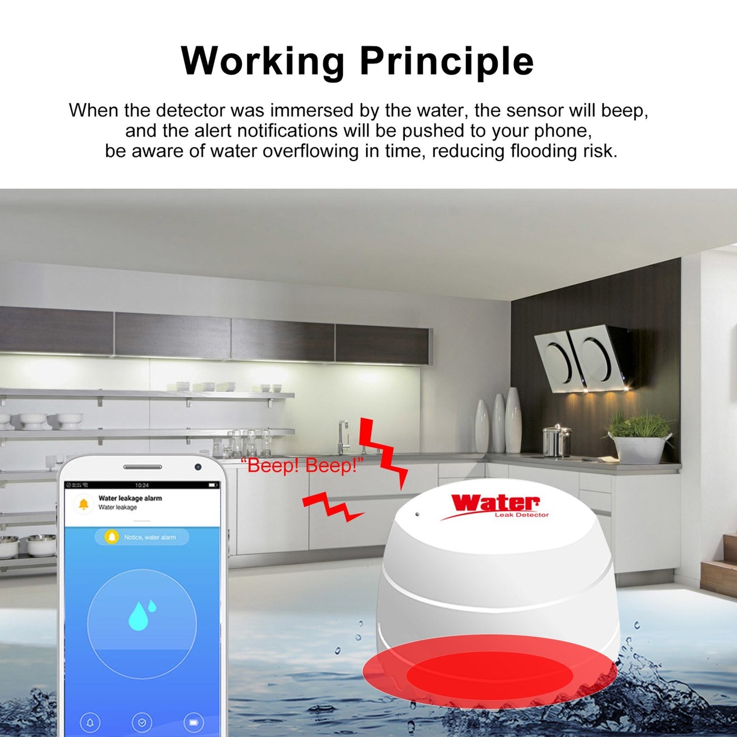 Smart WiFi Water Leak Detector Sensor
