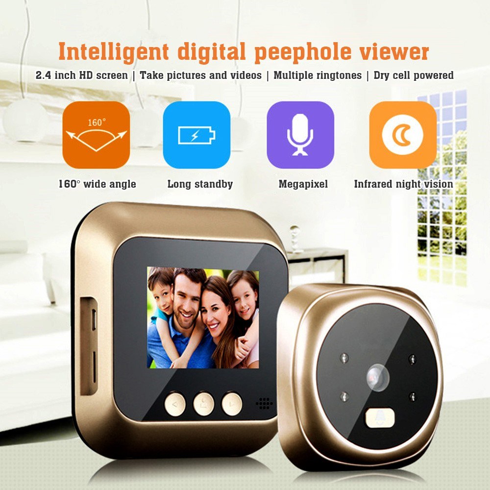 Wireless Door Viewer Camera with Monitor, Live View & Night Vision for Home Security (Battery Not Included)