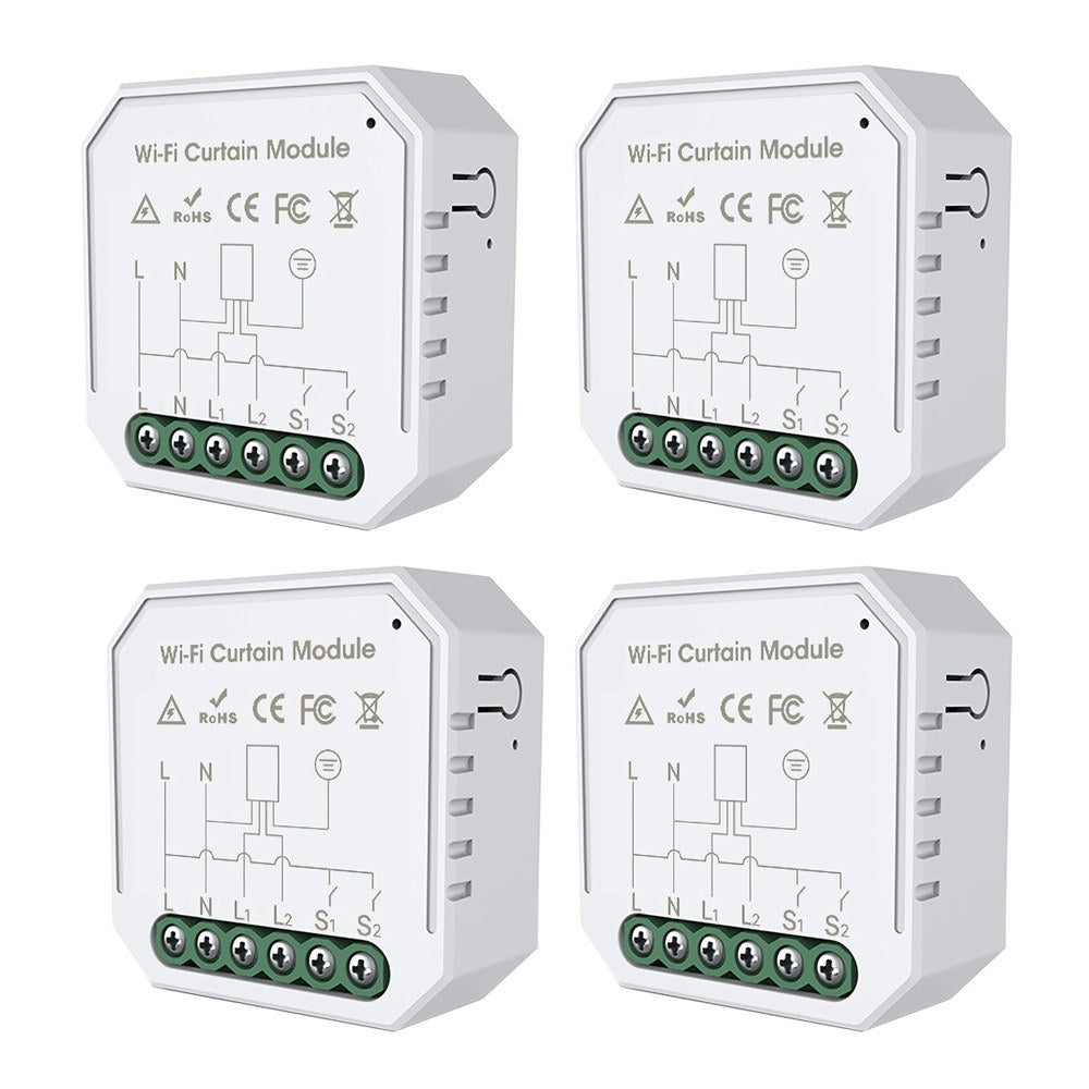 Tuya WiFi Smart Curtain Switch Module - 6 Pack, Mobile Device Sharing, Timer, App & Remote Control, Compatible with Alexa & Google Home Voice Assistants