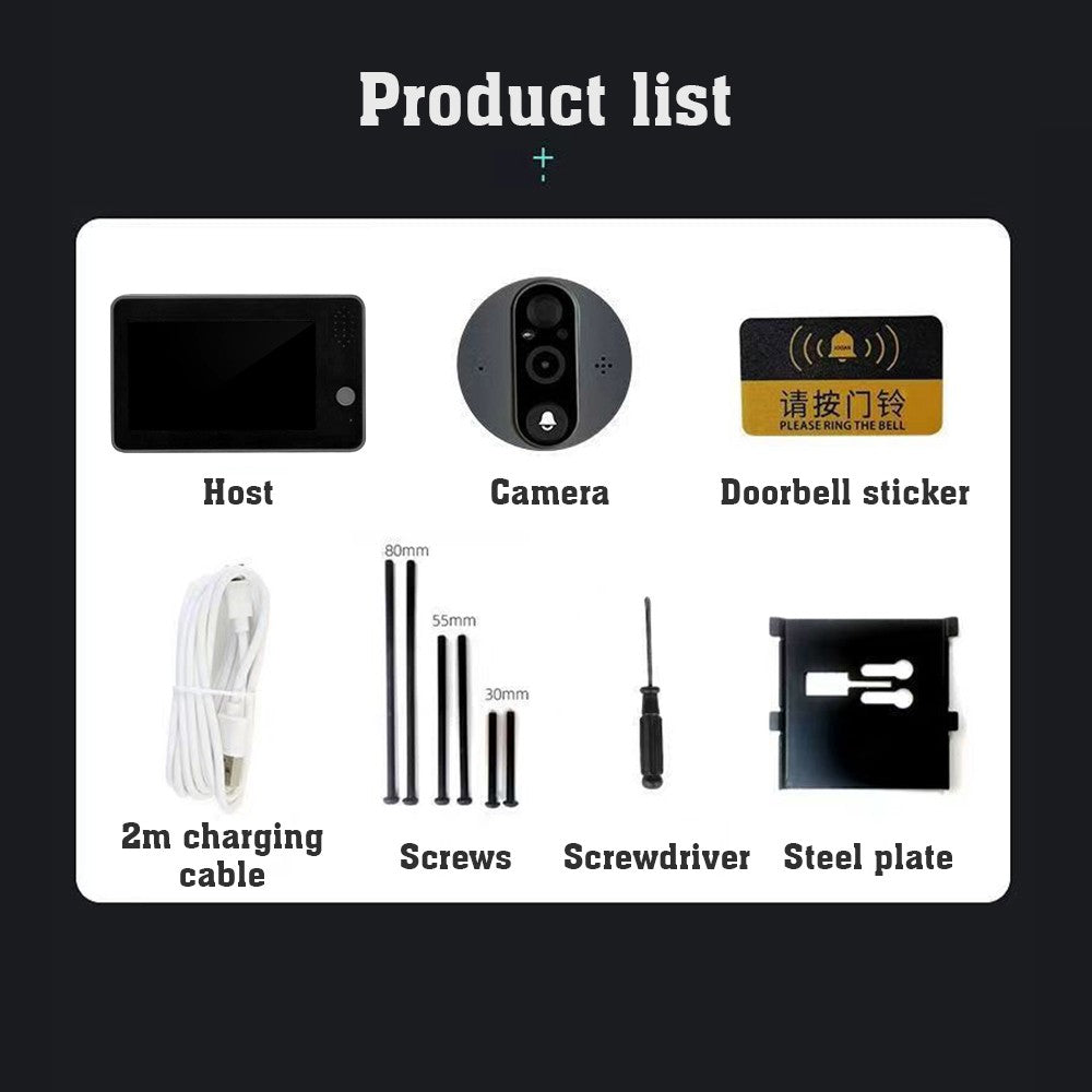 1080P Smart WiFi Doorbell with 4.3 LCD, 120° Camera, TUYA App, and 24H PIR Detection