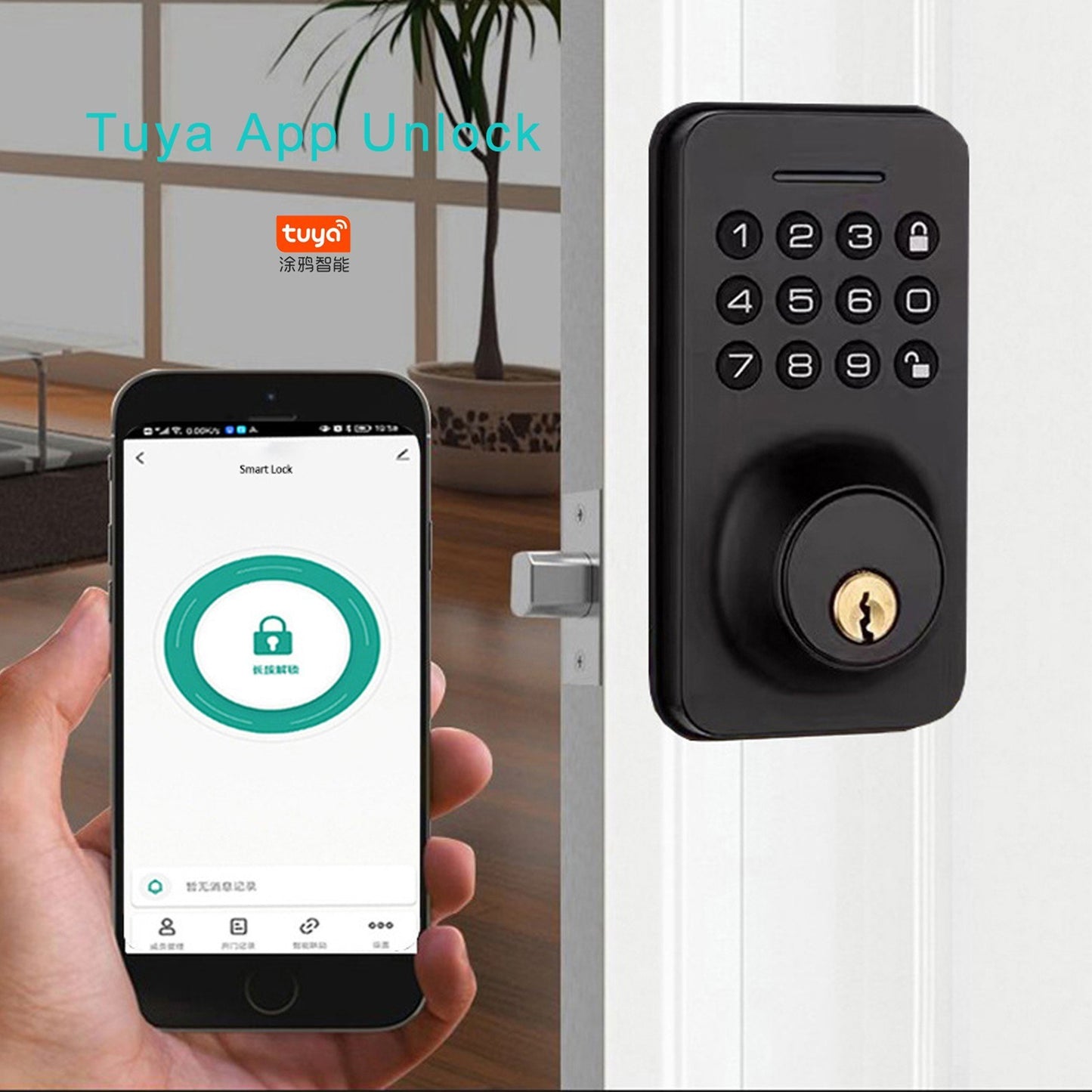 Tuya WAFU Smart Door Lock - 4 Unlock Methods: BT App & Password for Homes & Apartments
