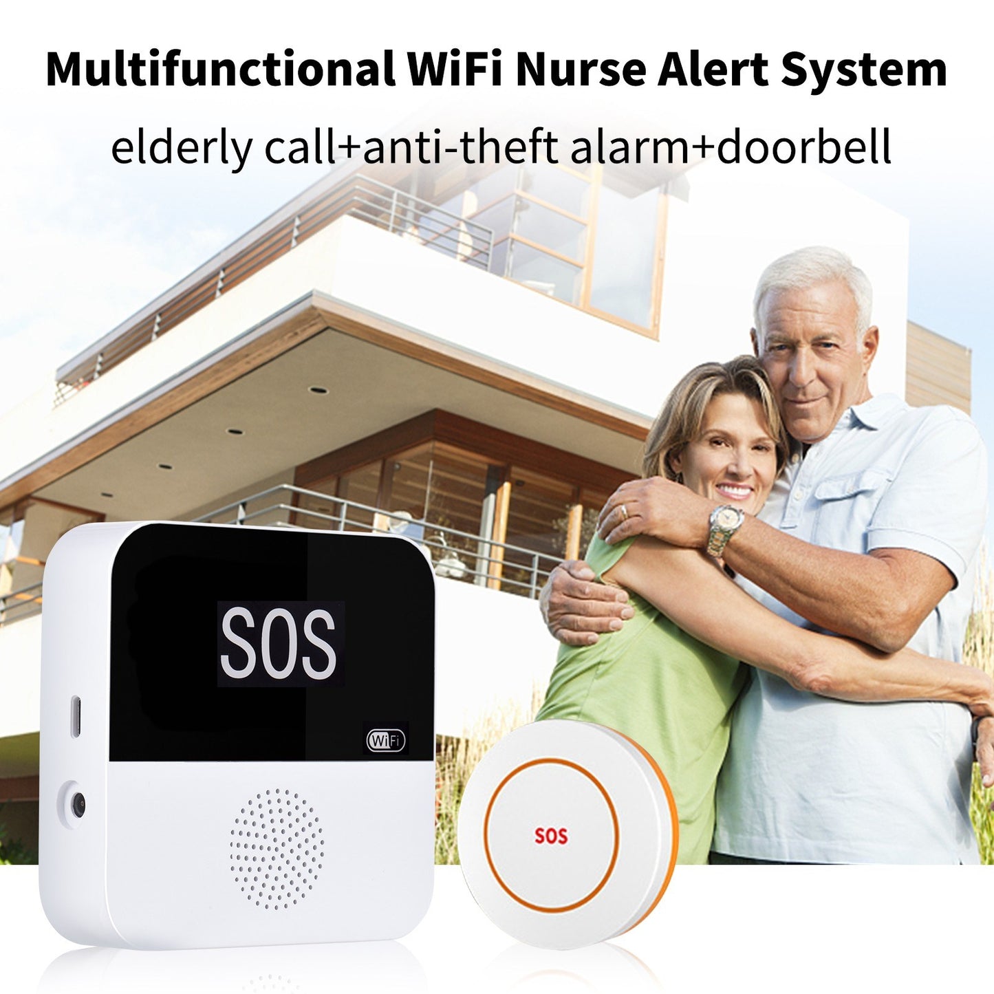 Smart Wireless SOS Medical Alert System - Multifunctional WiFi Pager, Fall Alert, Nurse Alert, Doorbell Button