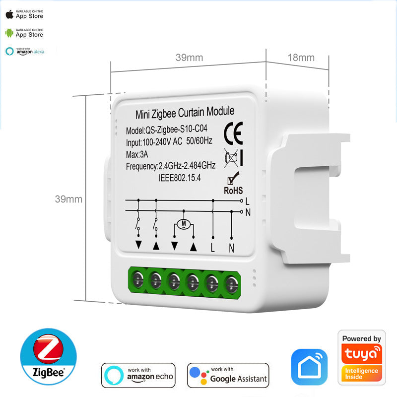Tuya ZigBee/WiFi Smart Curtain Switch – 5-Pack Set with Voice Control (QS-S10-C04)