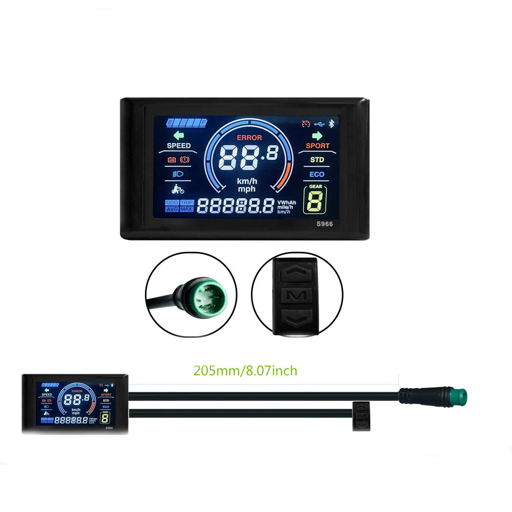 Smart Color LCD Display Panel for Ebike (24-72V, 5-Pin, Waterproof, No. 2 Protocol Controller Compatible) (Copy)
