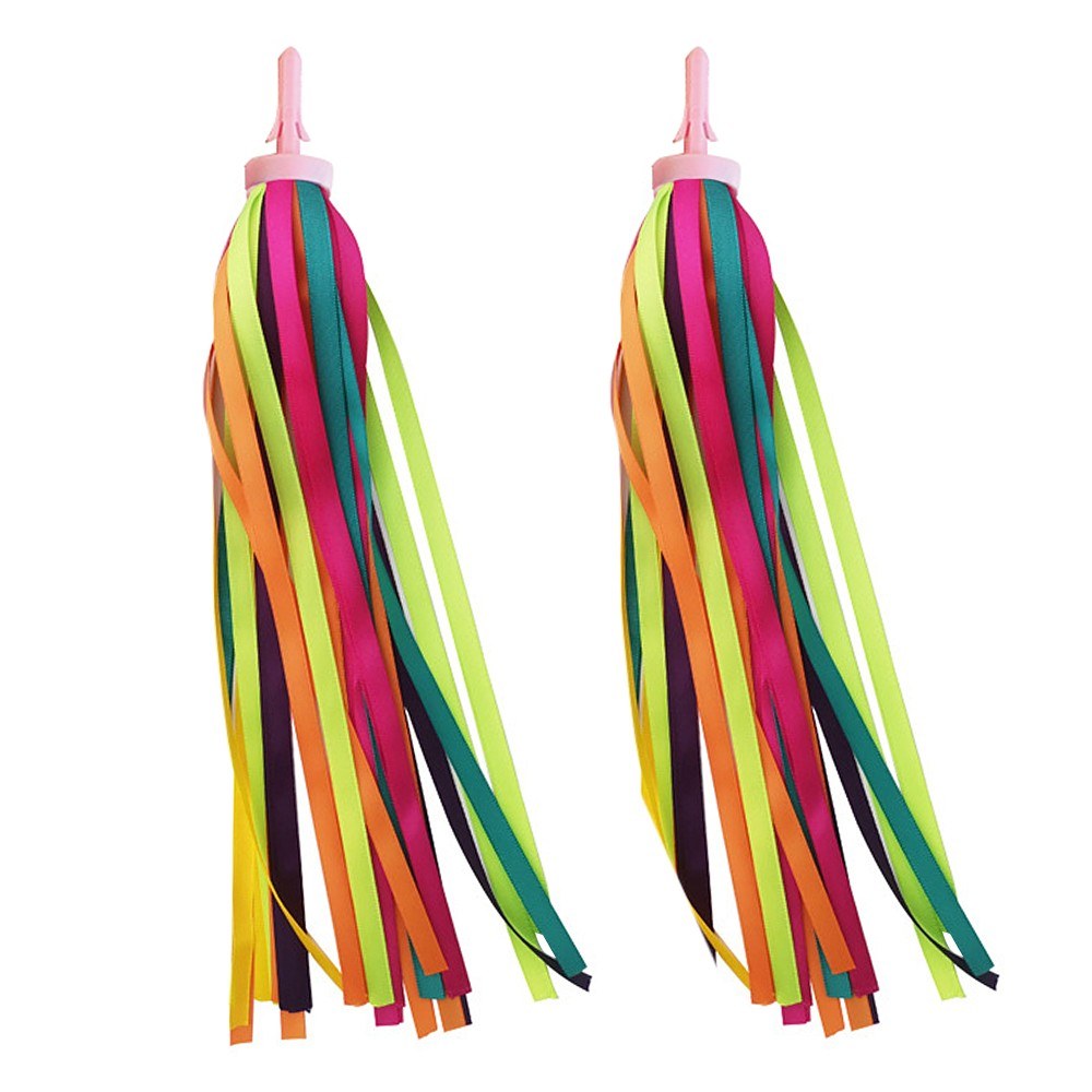 2 PCS Kids Rainbow Bike & Scooter Handlebar Streamers Tassel Ribbons