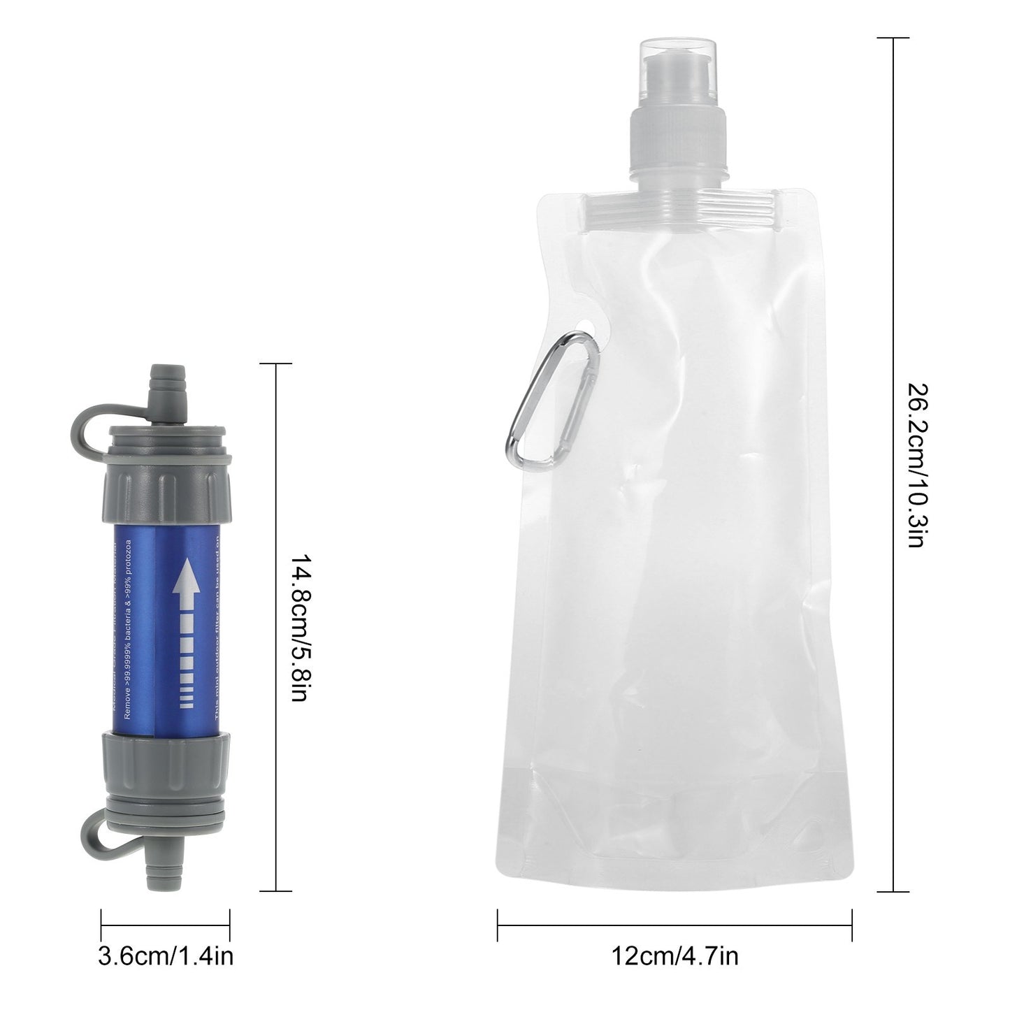 Portable Outdoor Water Filtration System with Drinking Pouch & Straw