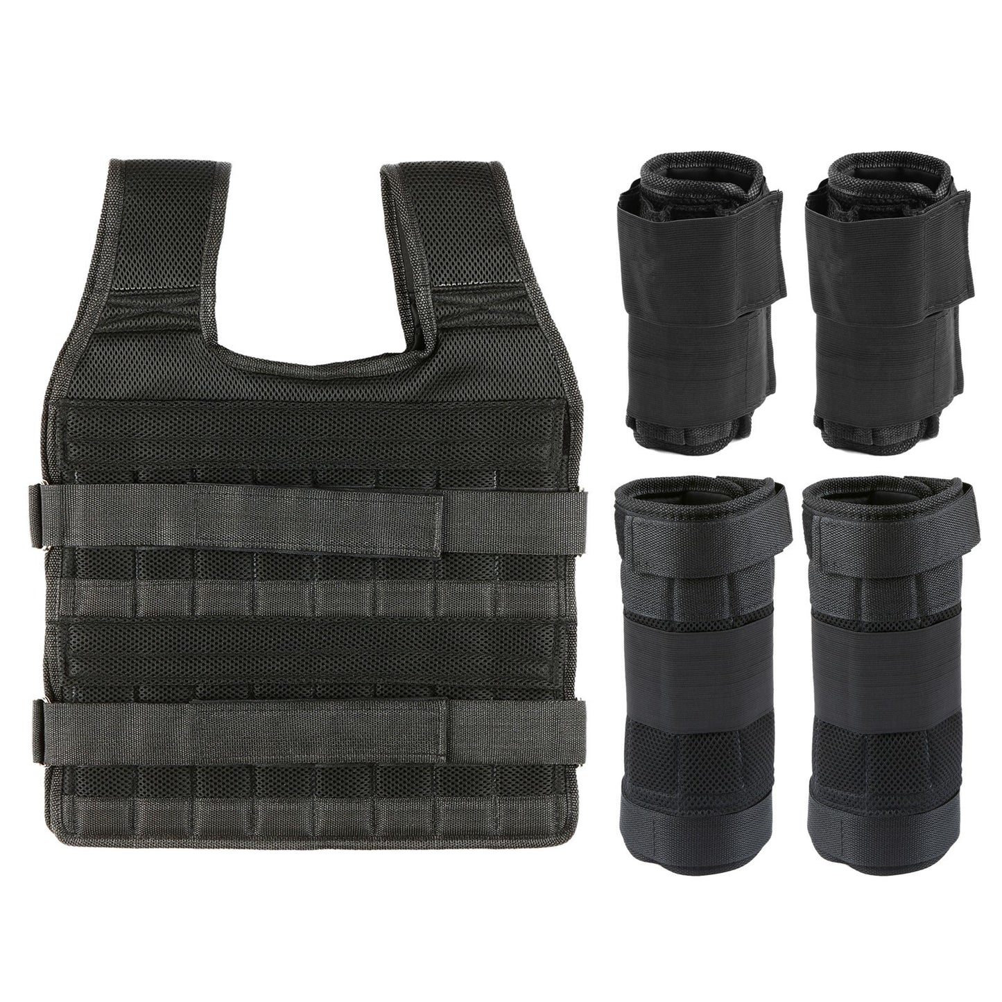Adjustable Weighted Vest for Strength Training - Max Load 15kg, Includes 6kg Leg Weights & 5kg Arm Weights (Empty)