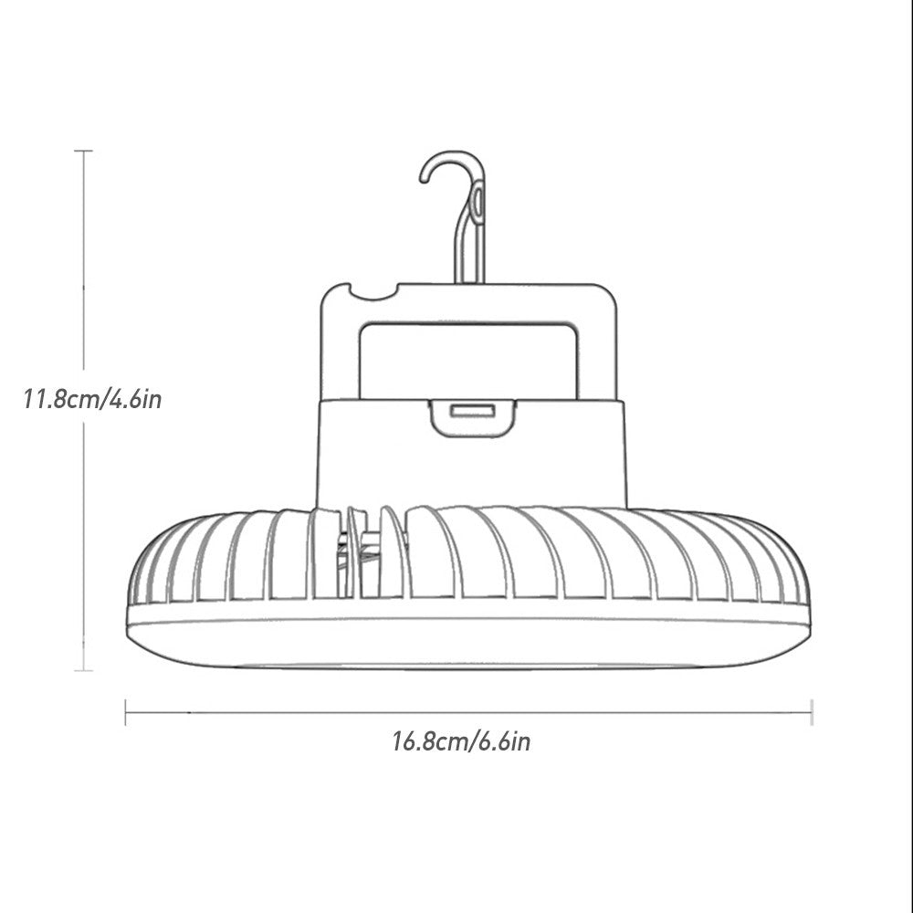 USB Rechargeable Portable Camping Fan & LED Lantern with 2400mAh Battery and Hook