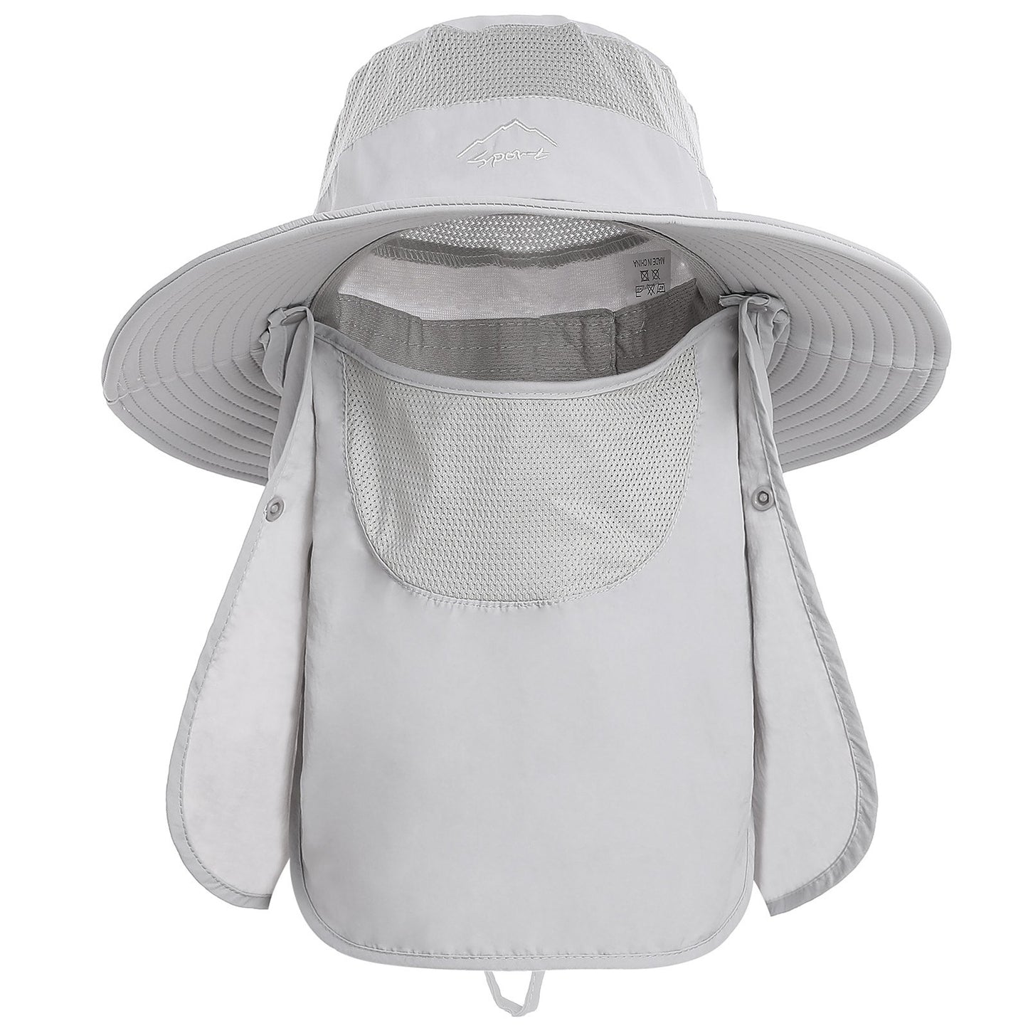 Unisex Wide Brim Sun Hat with Removable Neck Flap & Face Cover for Fishing & Outdoor Travel