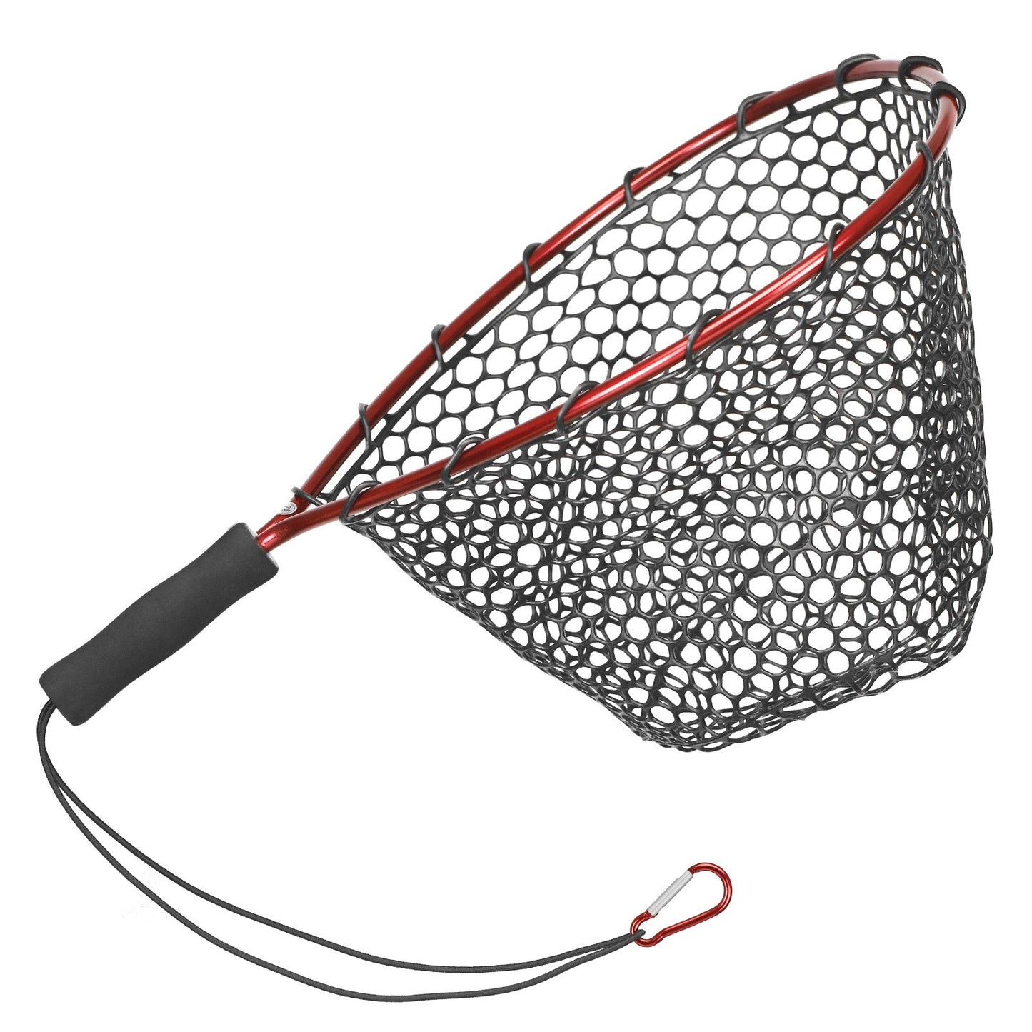 Soft Silicone Fishing Net with Aluminum Alloy Pole, EVA Handle, Elastic Strap & Carabiner