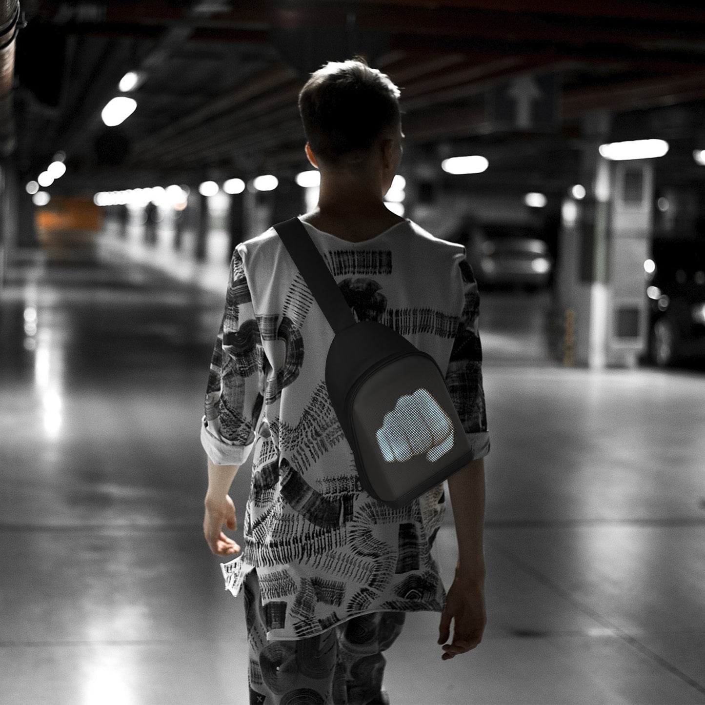 Customizable LED Color Screen Sling Backpack for Travel, School, Men & Women