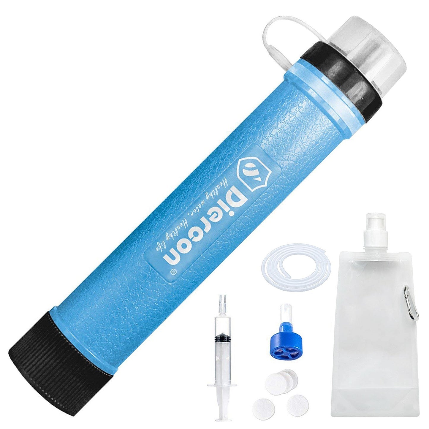 Compact 3-Stage Water Filter with Straw