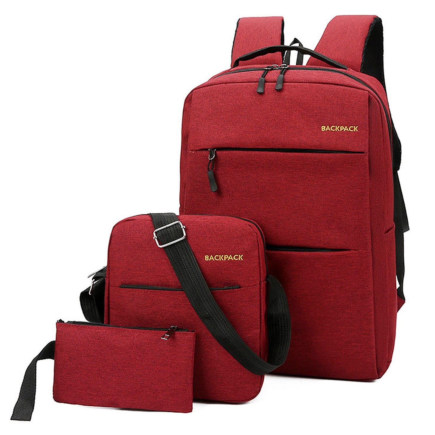 3-Piece Backpack Set: Water-Resistant Travel Laptop Bag with USB Charging - 16-Inch College & Hiking Daypack