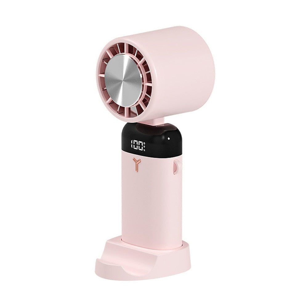 Portable USB Rechargeable Folding Fan with LED Display & Phone Holder - 3-Speed Adjustable for Home, Office, Travel, Camping & Fishing