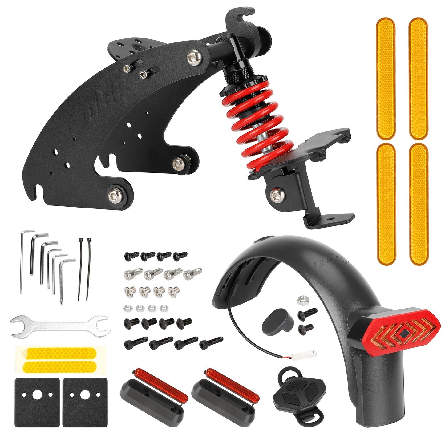 Ulip Electric Scooter Rear Shock Absorber Suspension Kit with LED Taillight, Remote, Mudguard & Wheel Hub Cover for G30 Series