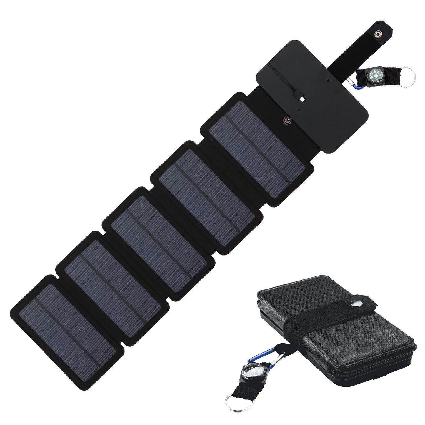 Portable Foldable Solar Charger with Compass for Camping, Hiking, and Emergencies