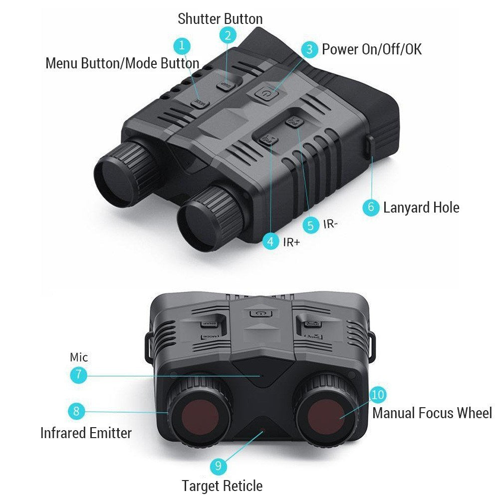 Waterproof 4K Night Vision Binoculars, 10X Digital Zoom, 3.2 Screen, Infrared WiFi