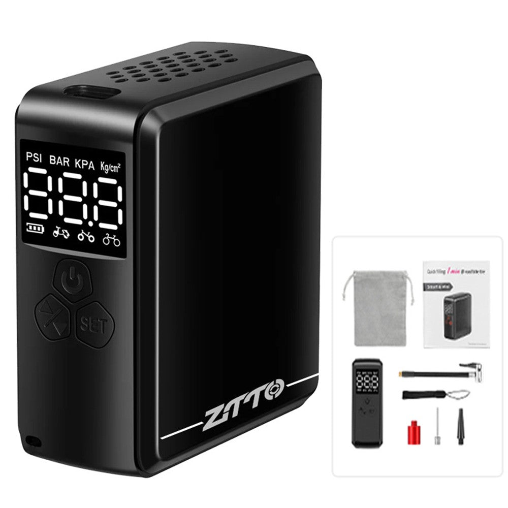 ZTTO Portable Smart Air Pump: High Pressure 150PSI for Cars, Bikes, Inflatables - LCD Display, Type-C Charging, Universal Nozzles