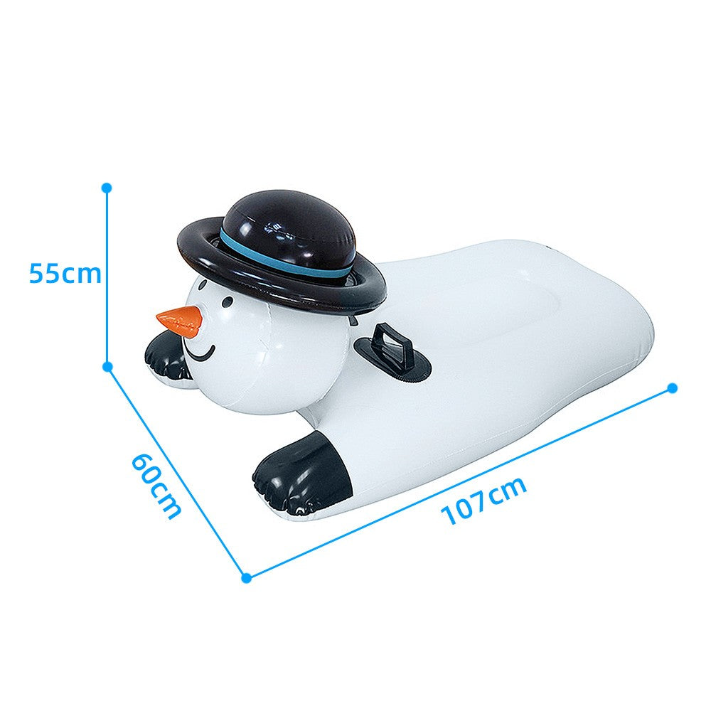 Inflatable Snowman Snow Tube Sled with Double Handles for Kids