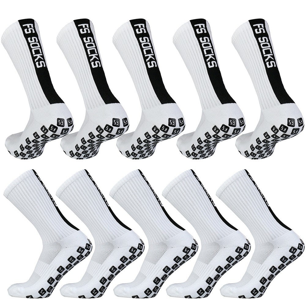 5 Pairs Anti-Slip Soccer & Basketball Grip Socks - Non-Slip Sports Socks