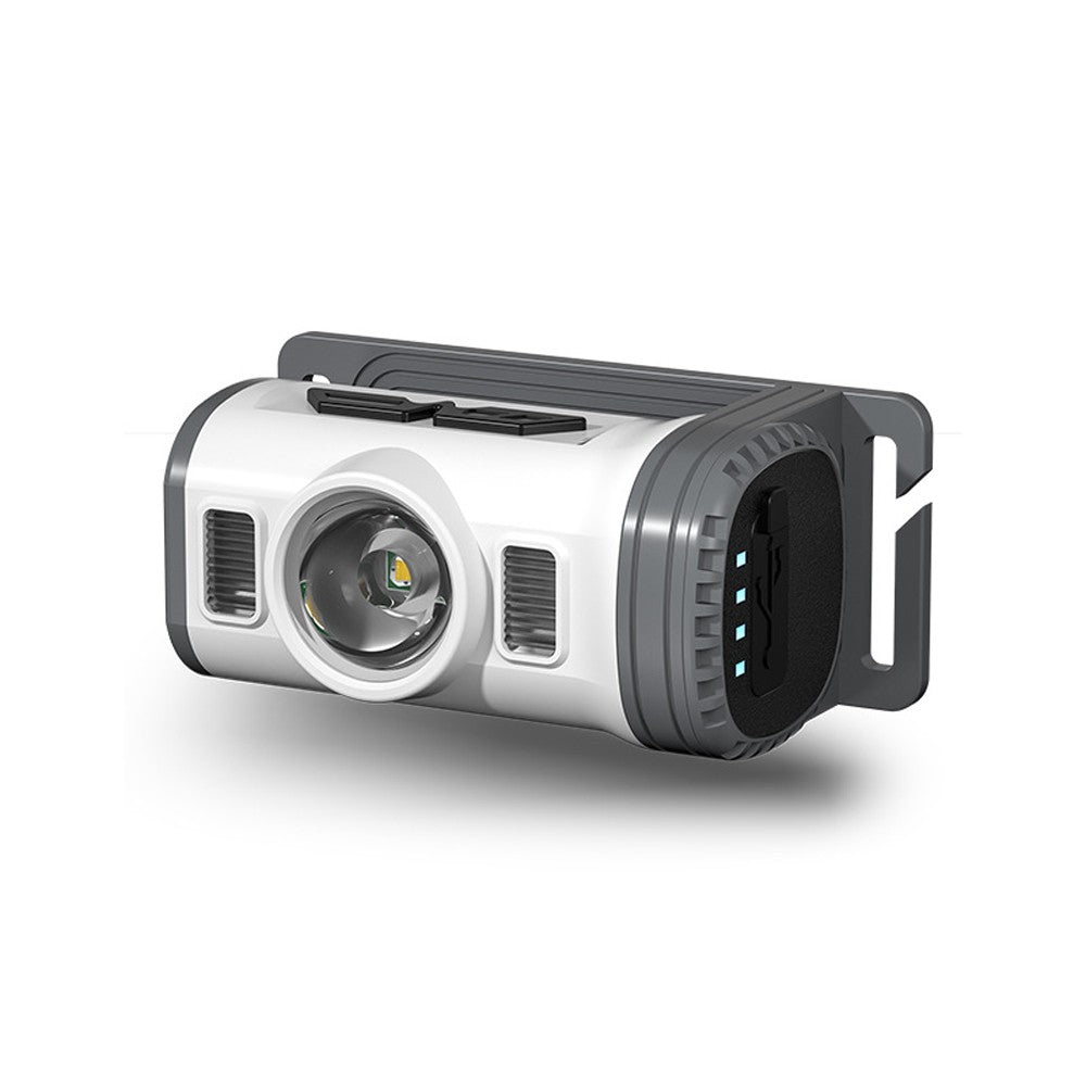 Rechargeable LED Headlamp Flashlight with Red/Blue Warning, Motion Sensor, and 8 Modes - Clip-on Cap Light for Camping, Hiking, Fishing, Running
