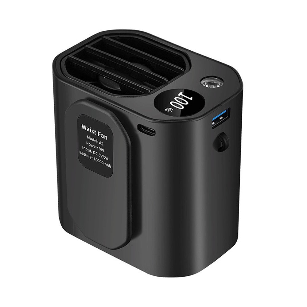 3-in-1 Rechargeable Waist, Neck & Desktop Fan with 3 Speeds, LED Light & 10000mAh Power Bank for Outdoor Work & Adventures