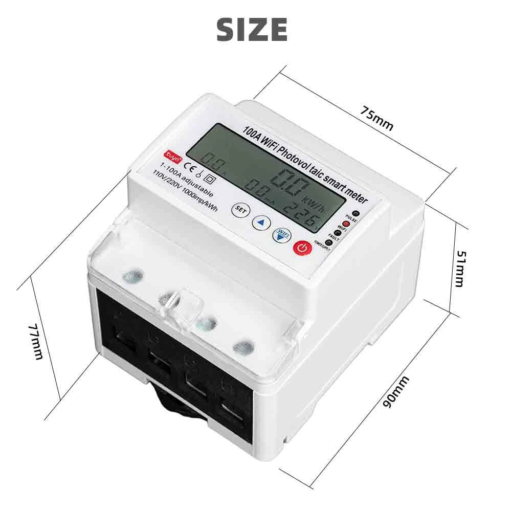 Smart 100A WiFi Meter with Voice Control, Voltage Protection, Photovoltaic Bidirectional Metering & Timer