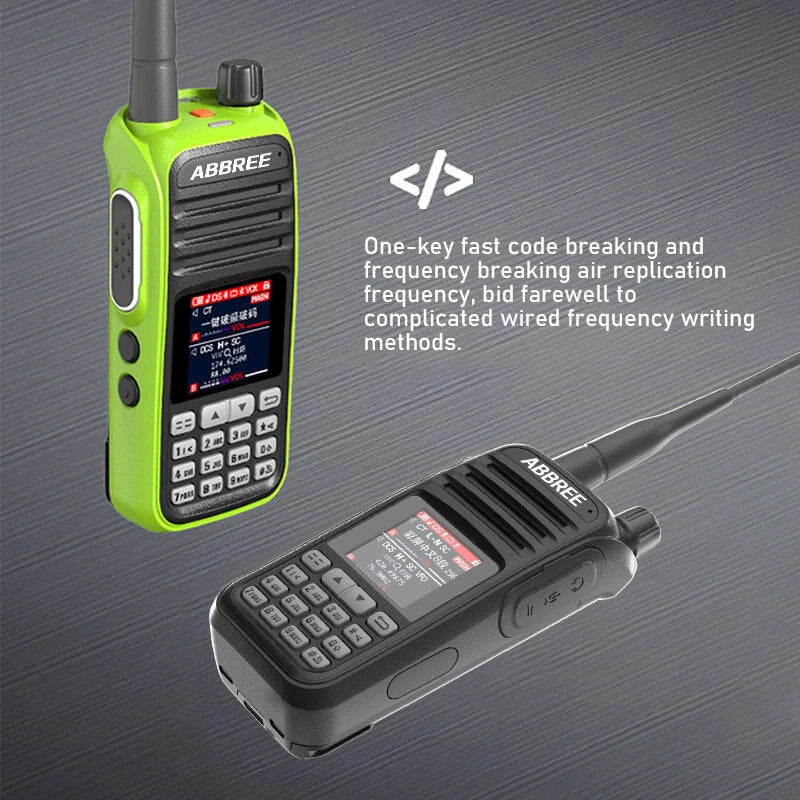 ABBREE AR-730 High-Power Walkie Talkie, EU Plug, 136-520MHz, 256 Channels, HD Display, NOAA Handheld Two-Way Radio