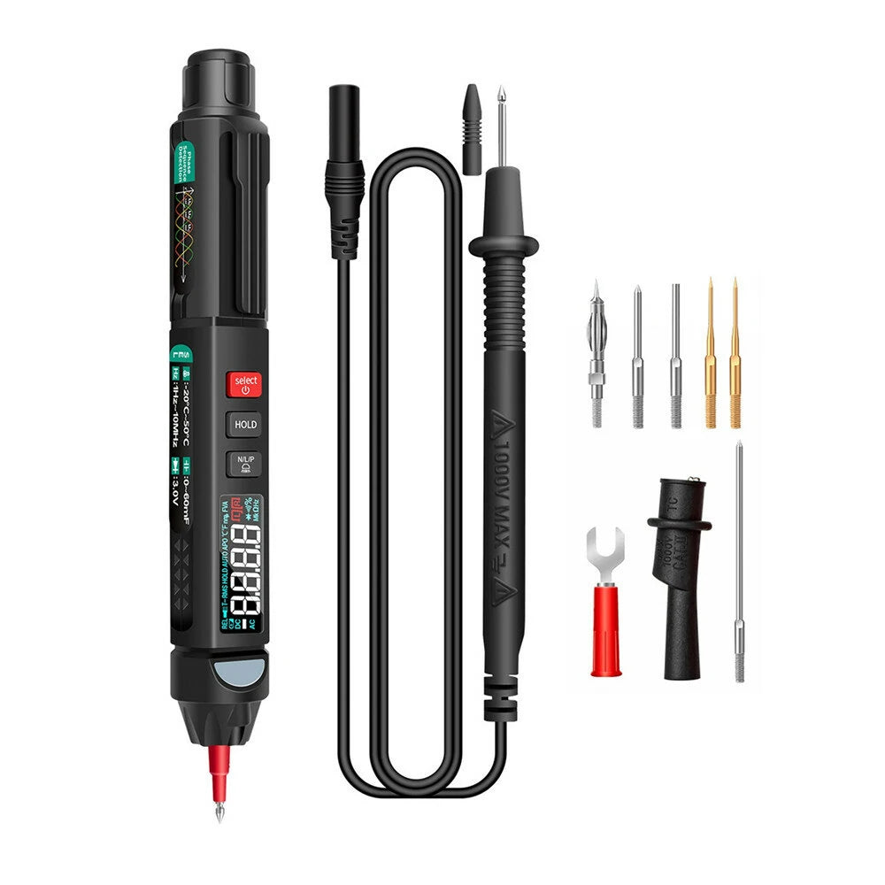 ANENG A3007/8 True RMS Digital Multimeter 3-in-1: Voltage Test Pen, Phase Sequence Meter, LCD Backlight, Flashlight, NCV, Auto-off, Accessories