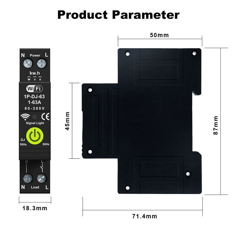 Smart WiFi Circuit Breaker with Energy Meter & Reclosing, Alexa & Google Assistant Compatible