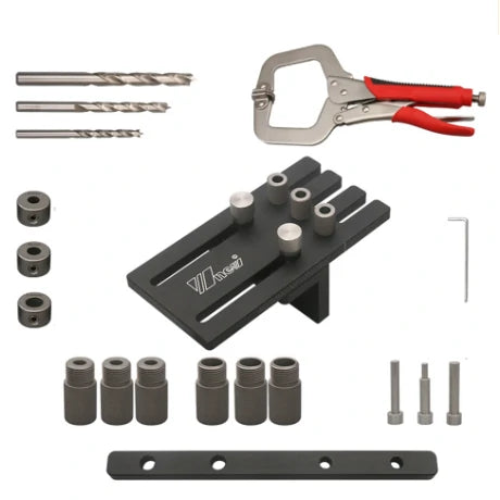 Aluminum Doweling Jig Kit: Precision Hole Drill Guide for DIY Woodworking - Includes Drill Bits