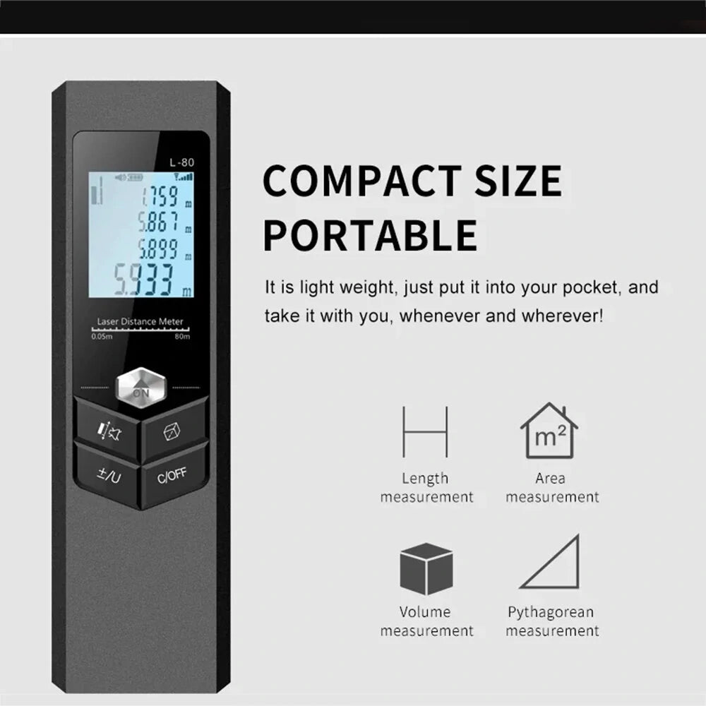 120M USB Rechargeable Laser Rangefinder - High Accuracy, Portable & Lightweight for Construction and Home Use