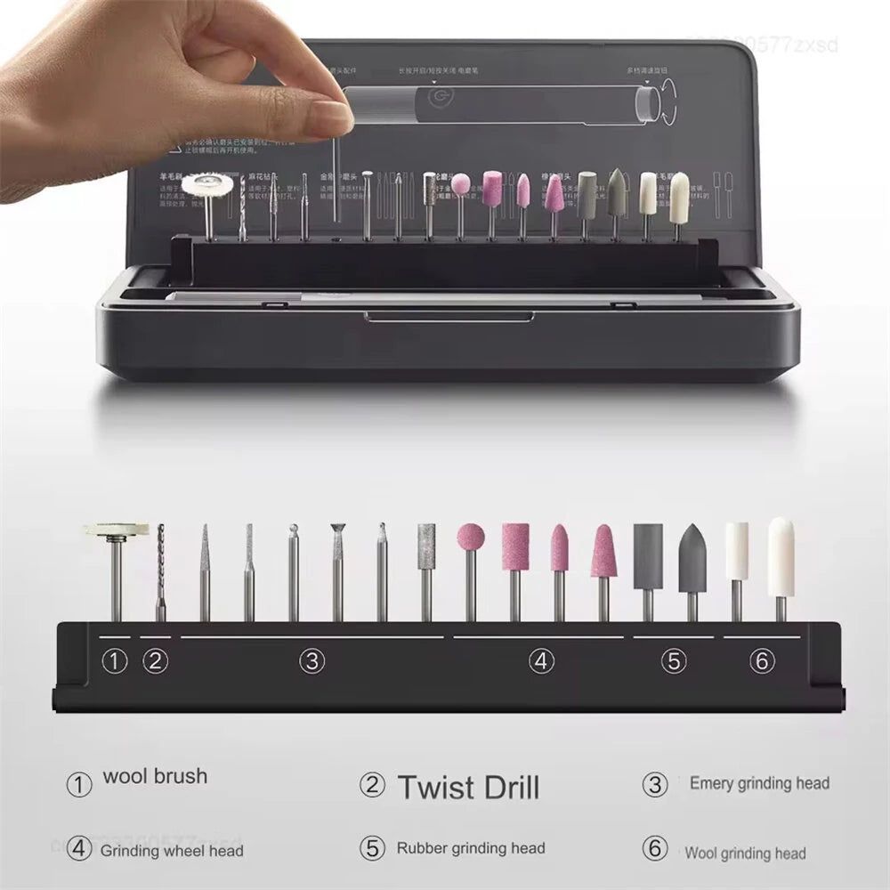 Cordless Electric Engraving Pen Set, Mini Drill, Variable Speed, Rechargeable 800mAh Battery, 16 Grinding Bits - Xiaomi Mijia