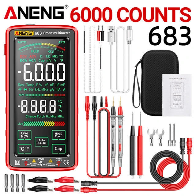 ANENG 683 Smart Touch Multimeter - High-End Rechargeable 6000 Counts AC/DC Voltage Tester | Multitester Tool