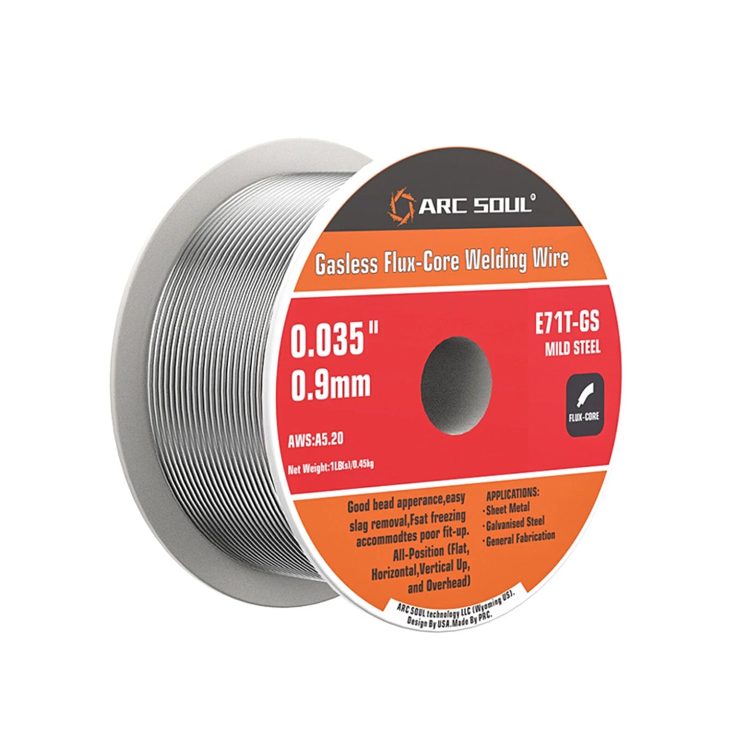ARC SOUL 0.9mm Flux-Core Welding Wire - Gasless, Self-Shielding, Ideal for Home & Professional Use, 0.45kg/0.9kg