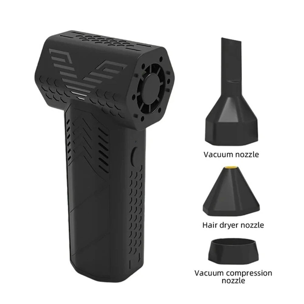 Cordless High-Speed Turbofan Air Blower & Vacuum - 130,000RPM, 7500mAh, 3-Speed, USB Charging for Car & Home